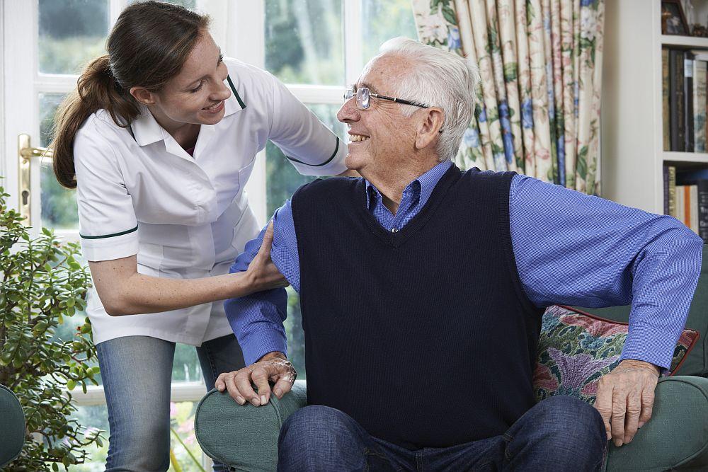 Caregiver and elder man